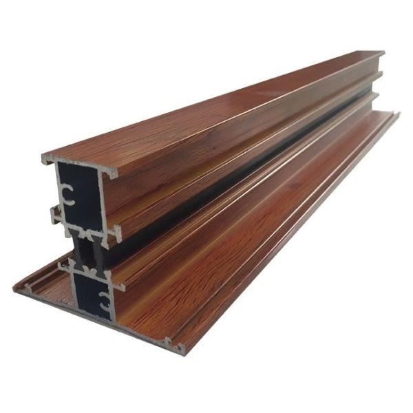 T Shape Wood Grain Broken Bridge Aluminum Profiles For Three Track Sliding Windows