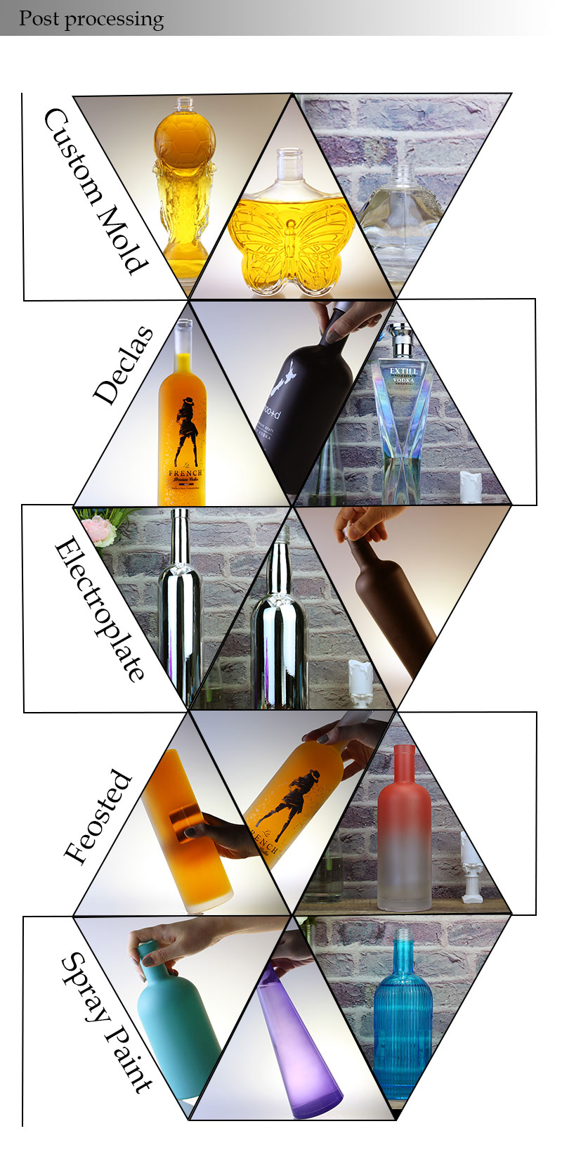 Industrial 750ml Custom Shaped Frosted Glass Liquor Bottles for Top-Shelf Spirits