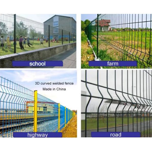 Round post PVC Coated 3d Curved V Mesh Security Fencing