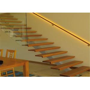 Flexibility Modern Steel Staircase With Wood Treads , Customized Design