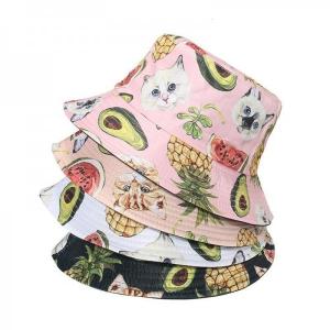 China Fashion Bucket Hat with Printed Pineapple Avocado Cat For Women on sale