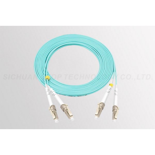 Quality OM3 OM4 Fiber Optic Patch Cord Duplex LC Connector Light Blue Color for sale