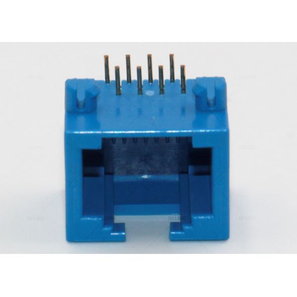 8 Positions RJ45 Connector Right Angle Blue Color For Networking / Telecom Equipment