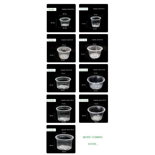 Clear Plastic Mini Disposable Sauce Cup Leak Resistant With Lid