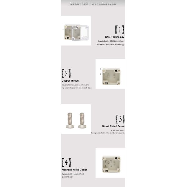 Screw locking IP65 clear lid plastic junction box 64*58*35mm electrical box