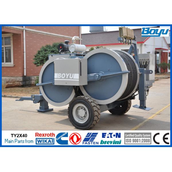Hydraulic Electric 9Tons Tension Stringing Equipment 2 x 45kN for Two Bundle Conductor Cummins Engine Rexroth Pump