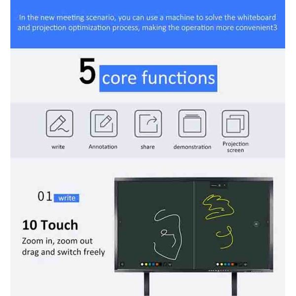 Classrooms LCD Smart Board Interactive Display 110in Interactive Flat Board