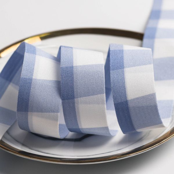 Black And White Checkered Wired Ribbon 7mm-40mm Polyester Ribbon Roll