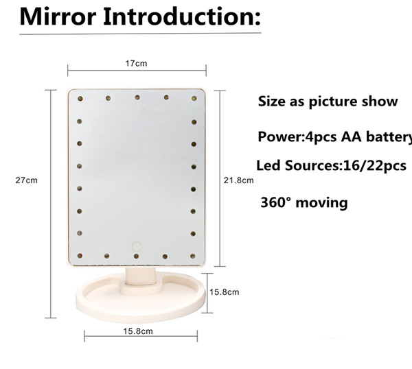 Desktop Hotel Lighted Makeup Mirror With 16pcs Lamp , 360 Swivel Toilet Mirror Touch Sensor