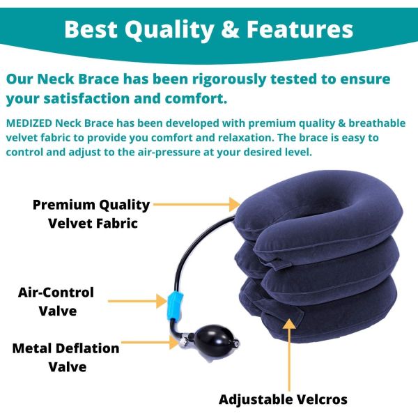 Adjustable neck cervical traction free size cervical collar soft in blue/red/purple/grey color