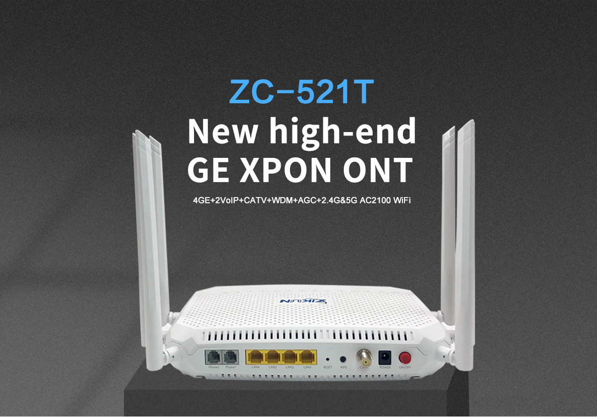 5ghz XPON ONU CATV Dual Band 4GE Wifi 2POTS WDM 2.4G / 5G ZC-521T