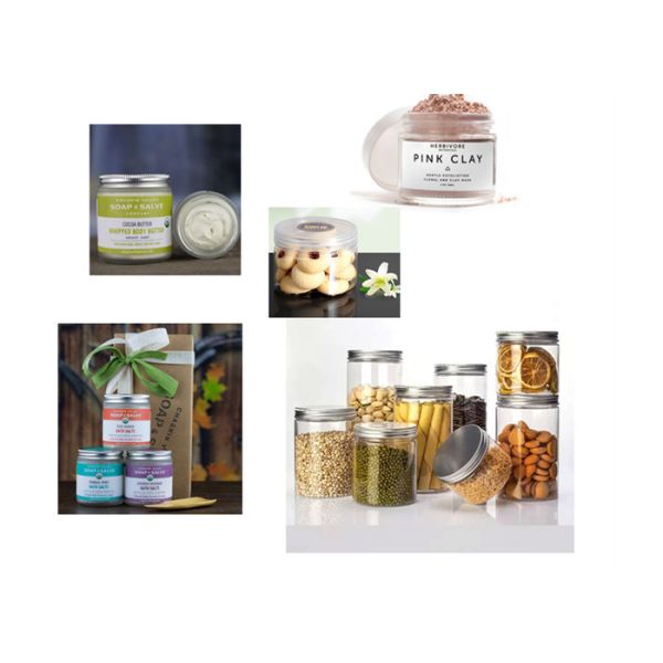 PET Jars 30ml 50ml 80ml 100ml 120ml 150ml 200ml 250ml 400ml 500ml White Glossy Plastic Body Butter Jars With Liner Lids