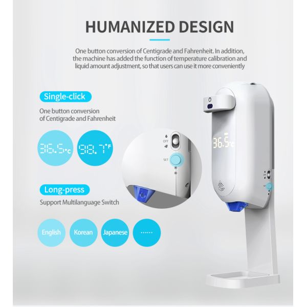 Intelligent 1.1L Automatic Soap Dispensers With Forehead Thermometer