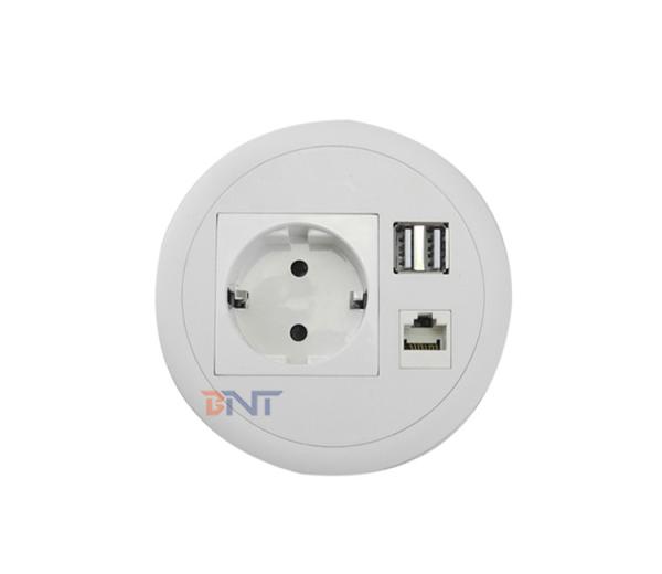 EU Power Outlet Data Usb Smart Grommet Round Socket With Rj45 Hidden In Office