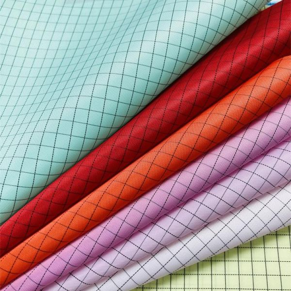 Conductive Cleanroom Anti Static Textiles 5MM Grid Polyester ESD Fabrics