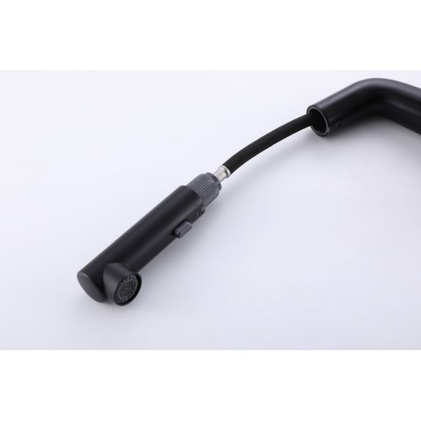 Matte Black Brass Bathroom Basin Faucets With Sprayer Single Handle Rotating Sink