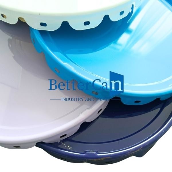 0.35mm White Coating Metal Pail With Handle 5 Liter Lock Ring Bucket