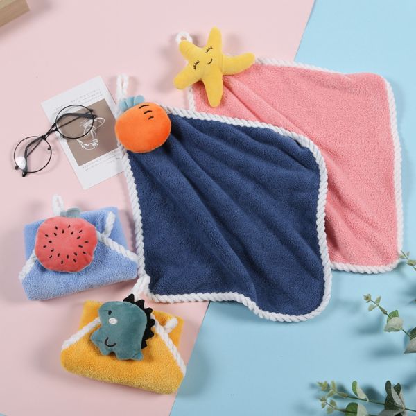 25*25cm Multi Color Coral Velvet Hand Wipes for Soft Absorbent Kitchen Hanging Towel