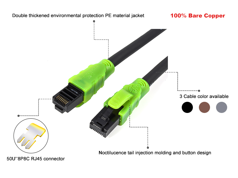Cat6a 24awg UTP Cable PVC Jacket 4pair CE UL MultipleTwist 100% Oxygen-free Pure Copper Indoor Blue Black Ethernet Network
