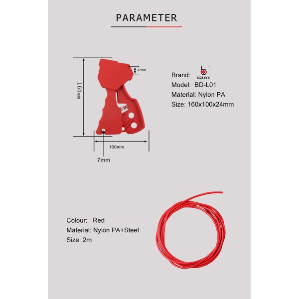 BOSHI Industrial Material Nylon Pa Steel Safety Cable Lockout