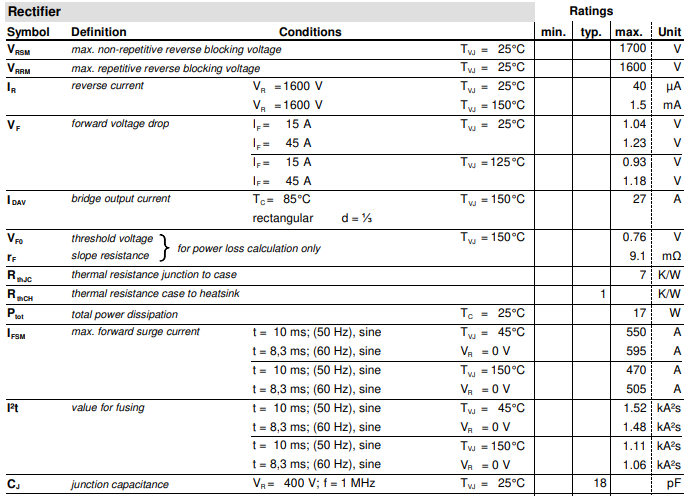 VUO36-16NO8 3 Phase Diode Bridge Rectifier Module 1600V 550A Standard