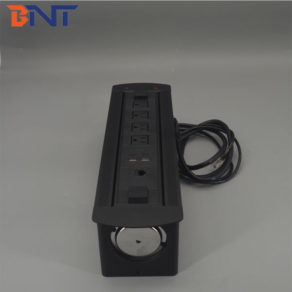 Aluminum brushed motorized rotatable table power socket outlet switch