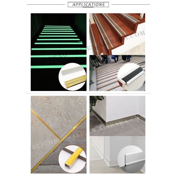 Luminous Aluminium Stair Nosing Edge Trim 8mm Height Mill Finished