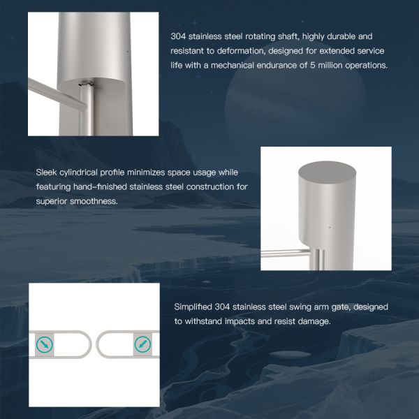 Stainless Steel Bidirectional Swing Gate Turnstile Biometric Access Control