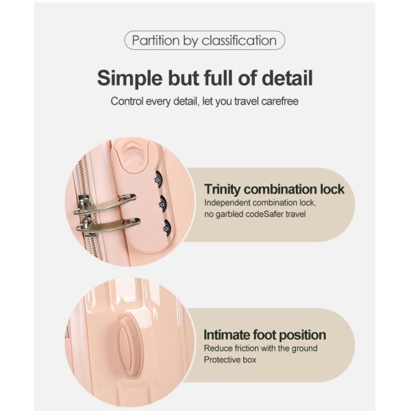 ABS+PVC Multi-Function Cup Holder Suitcase 20/24/28inch Travel Suitcases in Spinner Wheeled Luggage Set 20” Carry-On Trolley Luggage Bag Travel Case