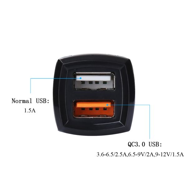 Quick Charger 3.0 Patent Portable Intelligent Universal USB Car Charger for Iphone / iPod/Ipad/Samsung QCC204