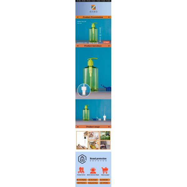 Plastic 270ml Empty Shampoo Bottles With Pump Transparent
