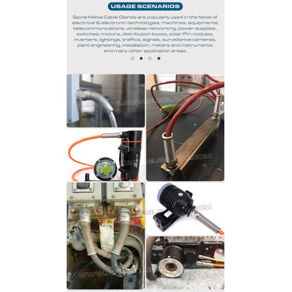 NPT Thread Stainless Steel EMC Cable Glands (Cord Grips) IP68 with Spiral Flex Protector