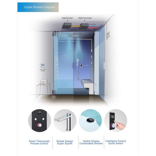 Compact Thermostatic Shower Control System , Digital Shower Temperature Control Water Saving