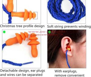Buy cheap Soft Silicone Corded Ear Plugs ears Protector Reusable Hearing Protection Noise Reduction Earplugs Earmuff product