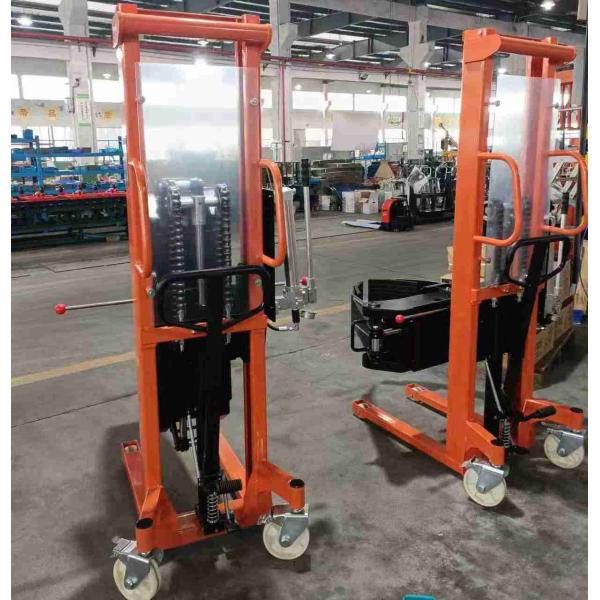 CE Certificated 250kg 300kg 500kg 1.6meters Manual Roll Stacker With Clamp And Rotator