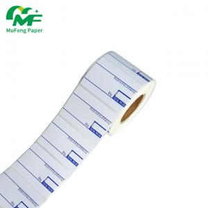 Buy cheap Smooth Surface Adhesive Sticker Roll , White Color Thermal Label Rolls Mirror Coated product