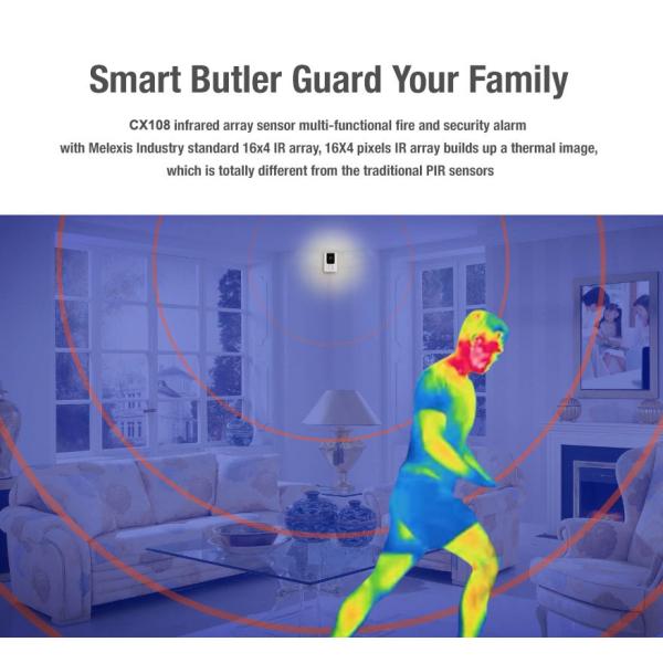 130DB Wireless Fire and Security Alarm Pet Camera with Infrared Array Sensor,Built-in Battery