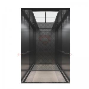 China Business Building Elevator Cabin Decoration Car Design Ceiling Titanium Black Mirror , LED Lighting on sale
