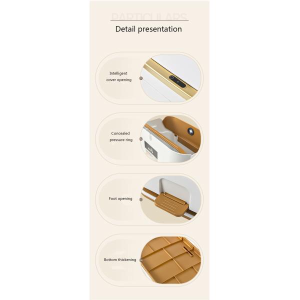 Electronic Sensor Pedal Kitchen Large Capacity Plastic Trash Can Waste Bin