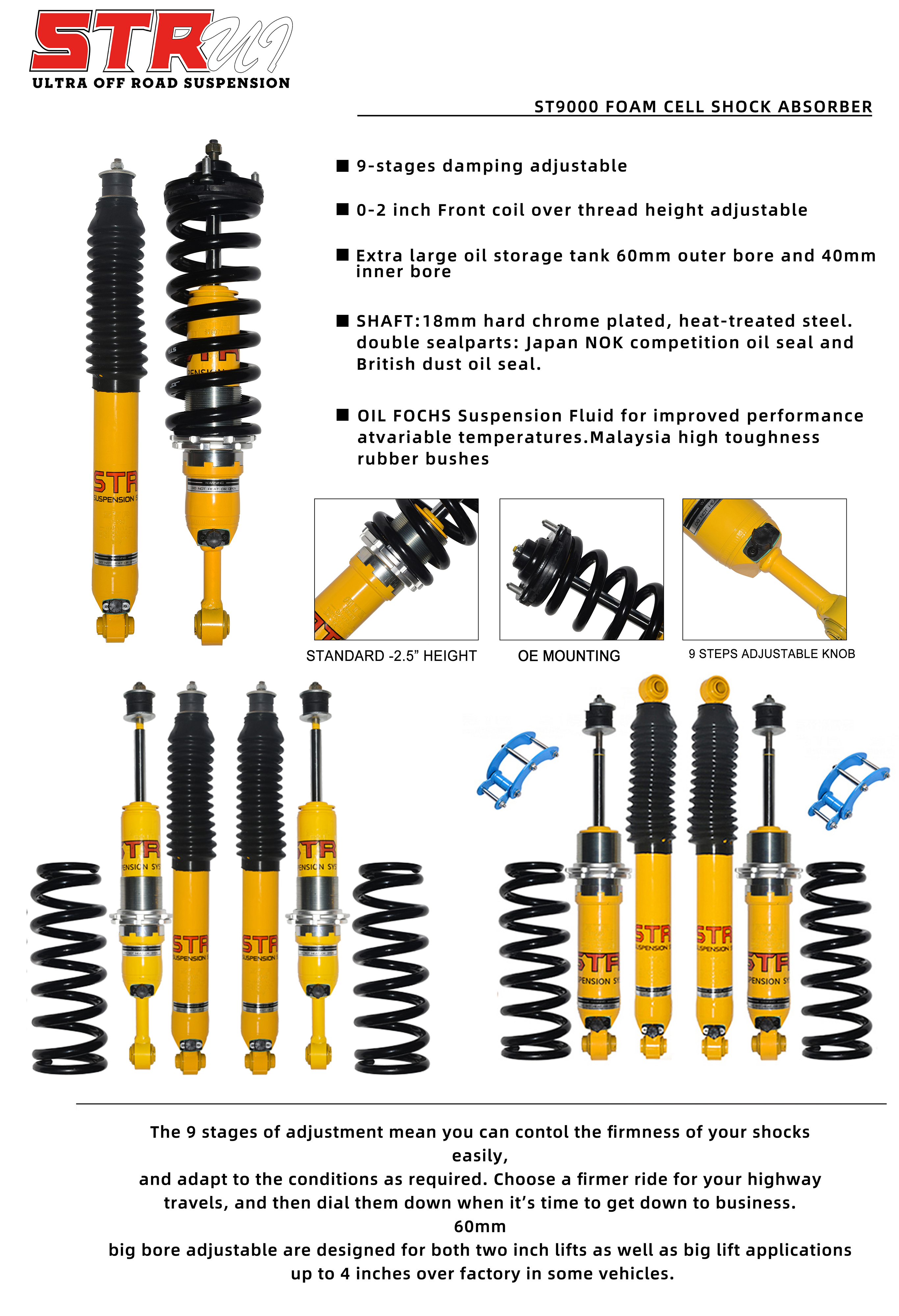 Shock absorber side view showing construction details