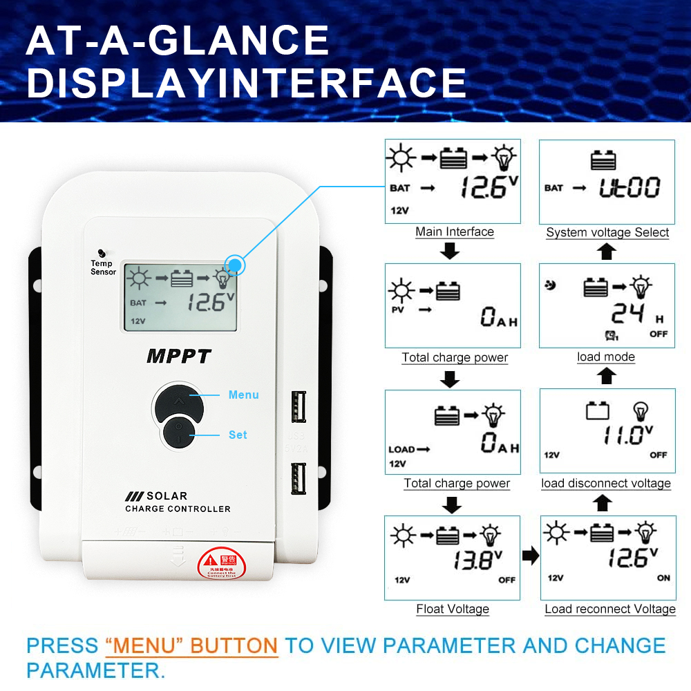 24 Hours Work Time 10A 20A 30A 40A 50A 60A Mppt Gel Lifepo4 Lithium Battery Charging Controller 12V 24V Auto Solar Panel Charge Controller