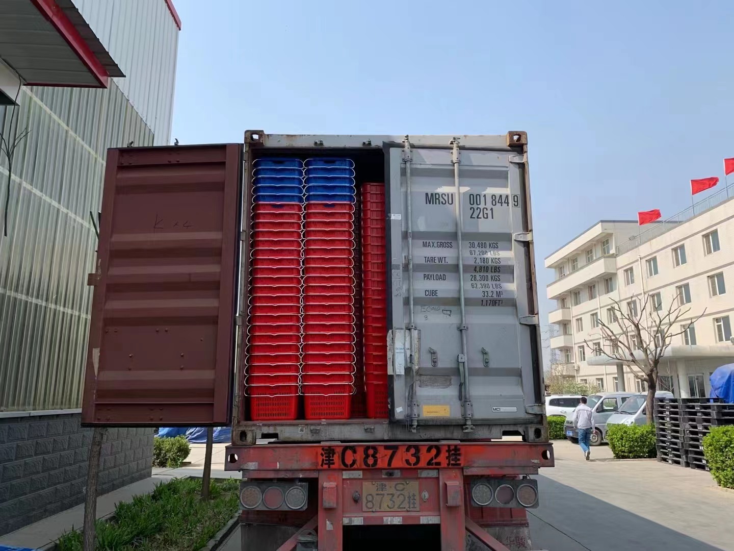 Transport Attached Lid Tote Container with Plastic Moving Crate in Customized Color