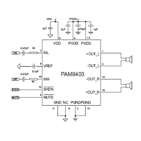 2 Channels Digital Amplifier Board 3W Output Power 2.5V - 5V Voltage Regulator
