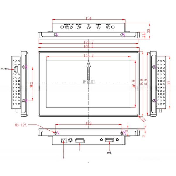 USB Interface Type 7 Inch Industrial Capacitive Touch Screen LCD Monitor With 12V DC Input