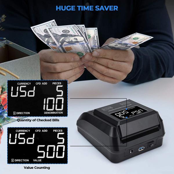 Uv Light Currency Counterfeit Money Detector Variable Ink LCD USD 1 Lb