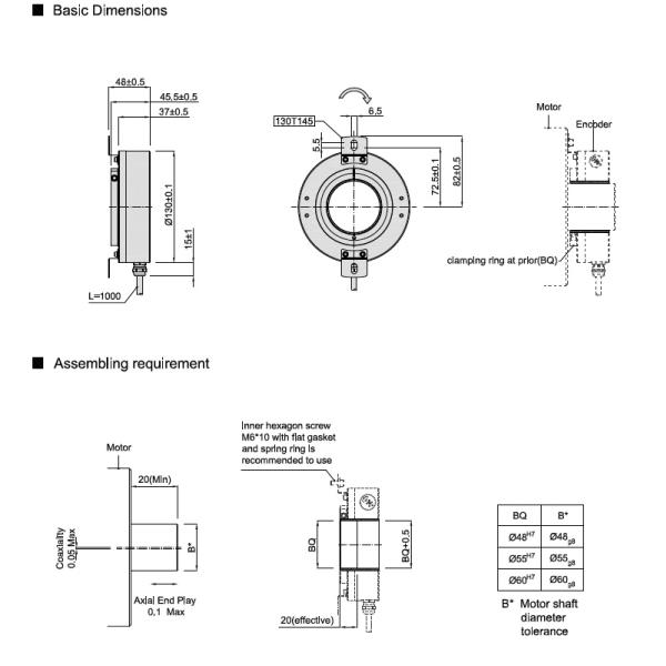 K130 55mm Hollow Shaft Elevator Encoder , Relative Rotary Encoder 65536 Resolution For CNC Machine