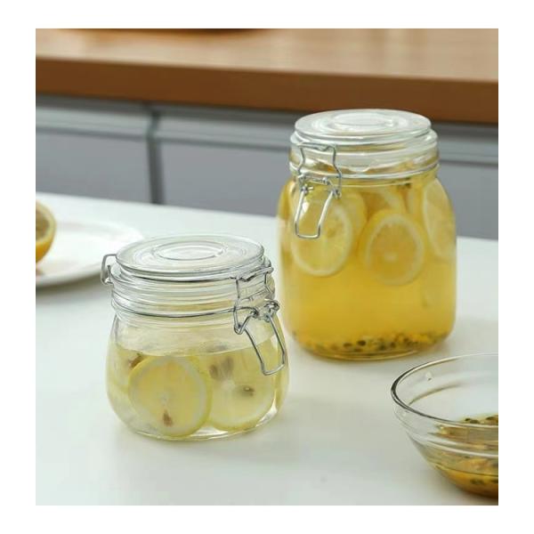 Stainless Steel Snap Airtight Glass Food Storage Canisters 700ml 500ml