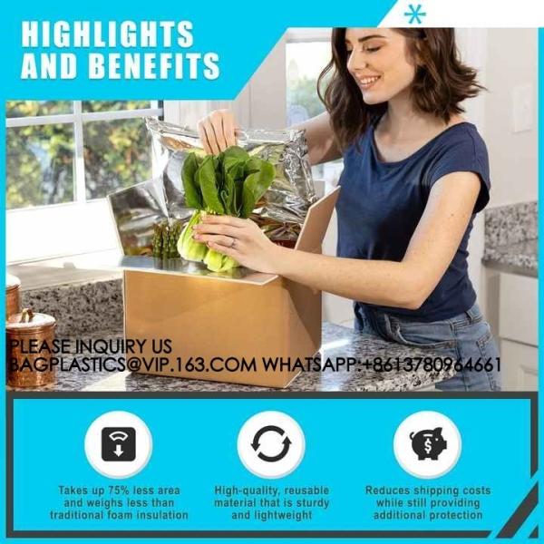 Insulation Liners Reusable Cooler Bags Cold Shipping Box Thermal Box Liner Moisture-Resistant Metalized Food Box