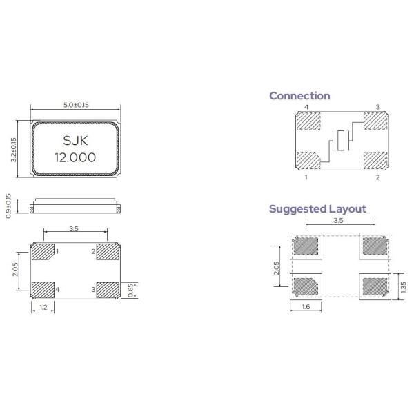 SJK-7I 10MHz SMD5032 Crystal Resonator Load Capacitance 18pF High Stability Of 30ppm Application For IoT And Industrial