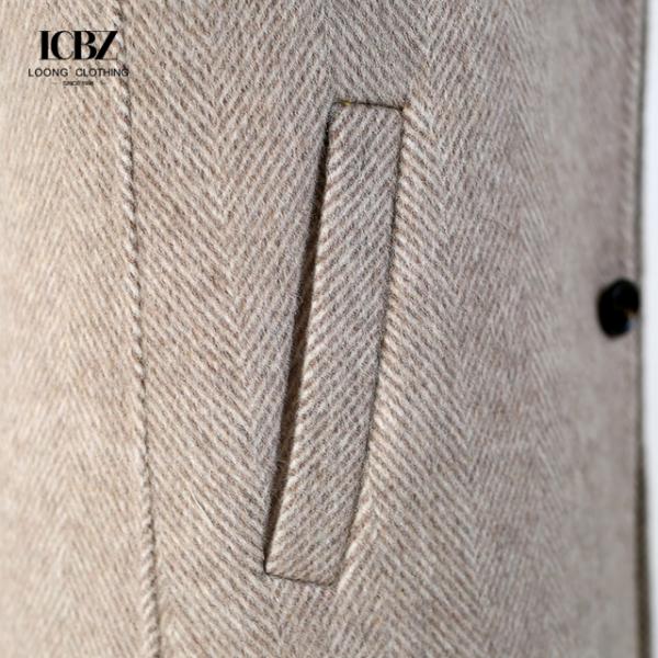 Gender-Neutral Double-Sided Woolen Coat with Word Pattern Zipper Closure and Cashmere